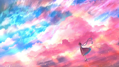 Screen background with colorful clouds