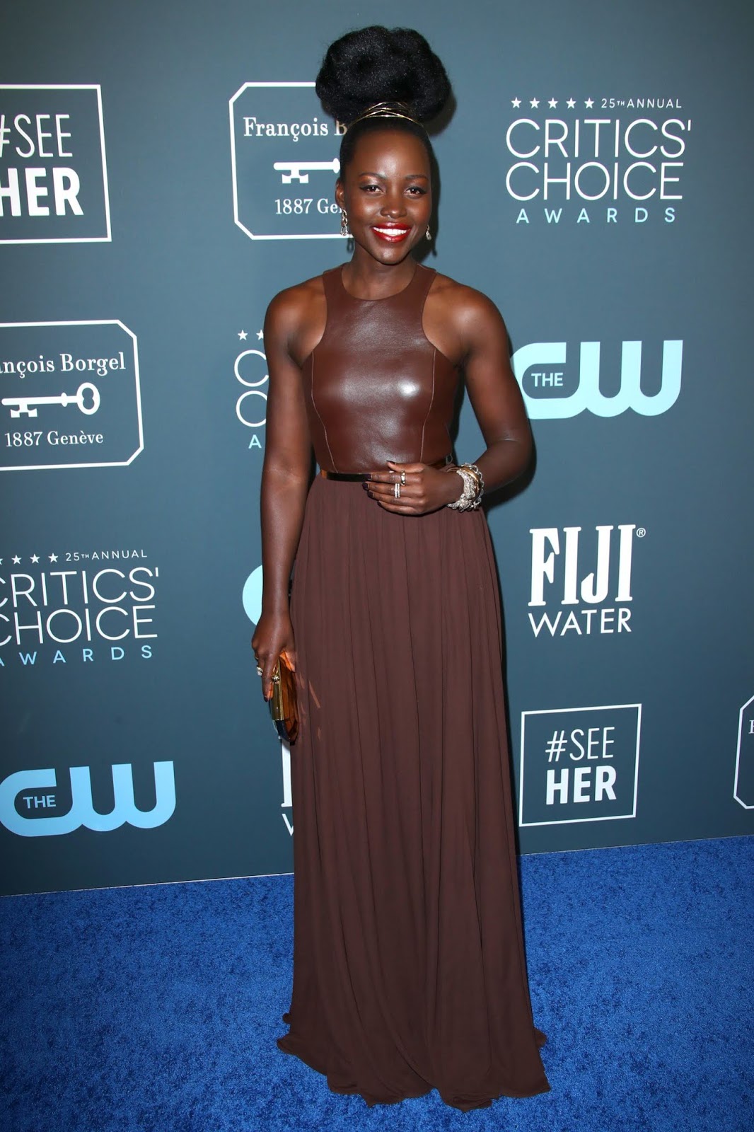 Lupita Nyong'o opts for a sleek style for the 2020 Critics' Choice Awards