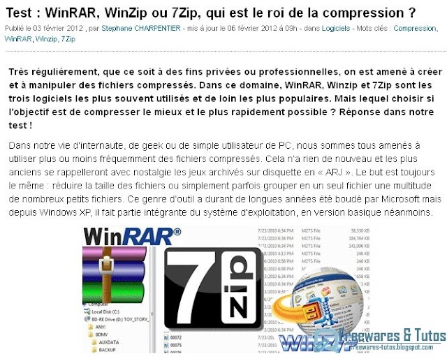Le site du jour : WinRAR, WinZip ou 7Zip, qui est le roi de la compression ?