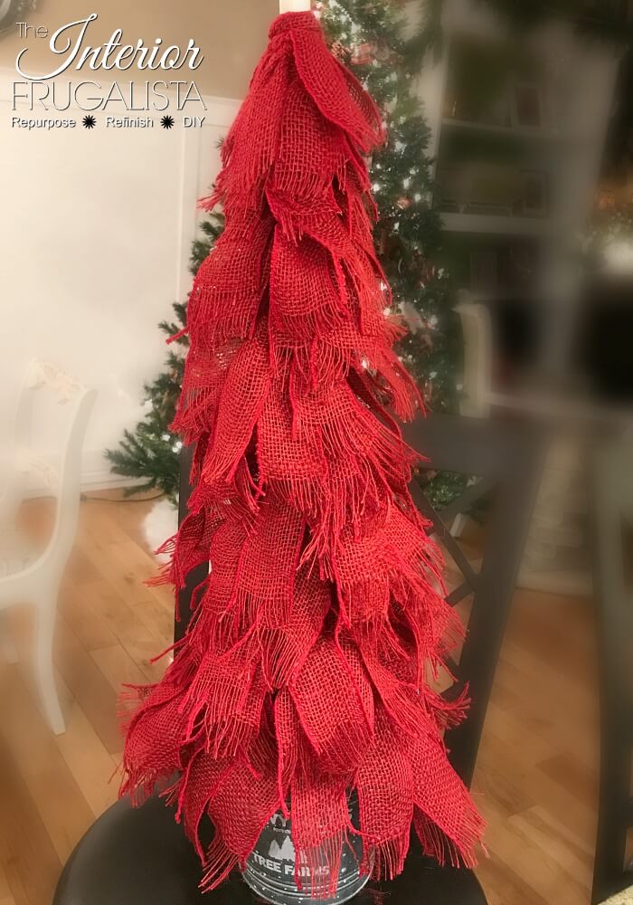 Sparkly Red Burlap Tabletop Christmas Trees Interior Frugalista