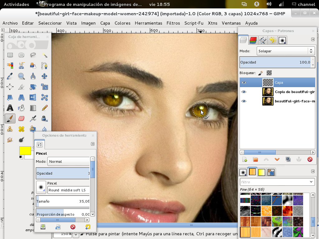 Gimp Tutoriales Change ayes color with Gimp