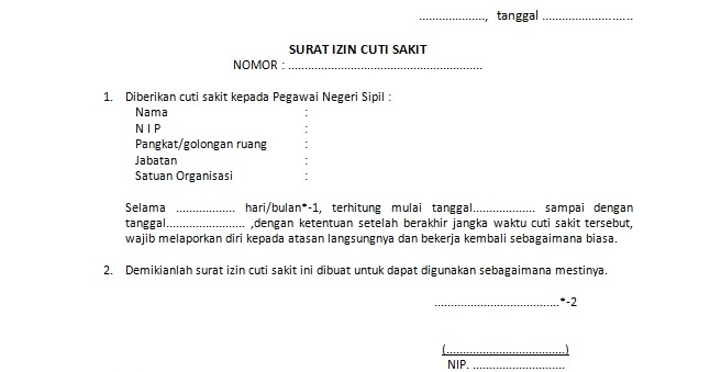 Contoh Surat Lengkap Contoh Surat Izin Cuti Sakit Docx Size 13 Kb