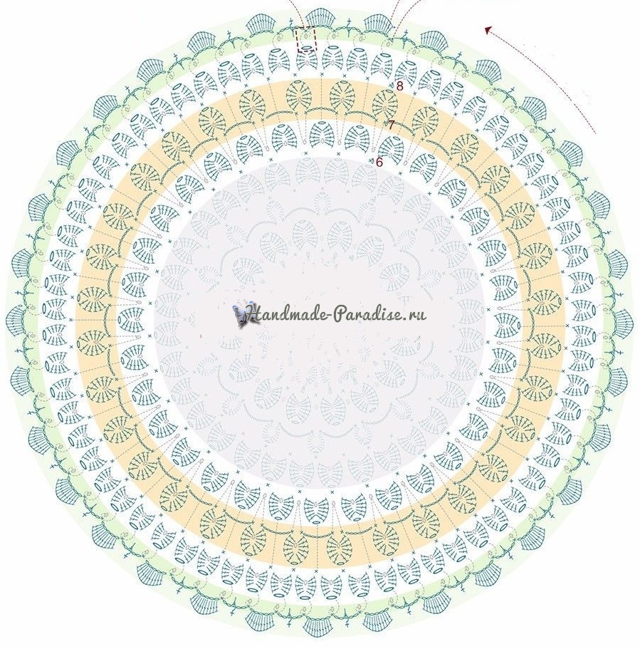 «Лотос» крючком - декоративная сидушка для стула (8)