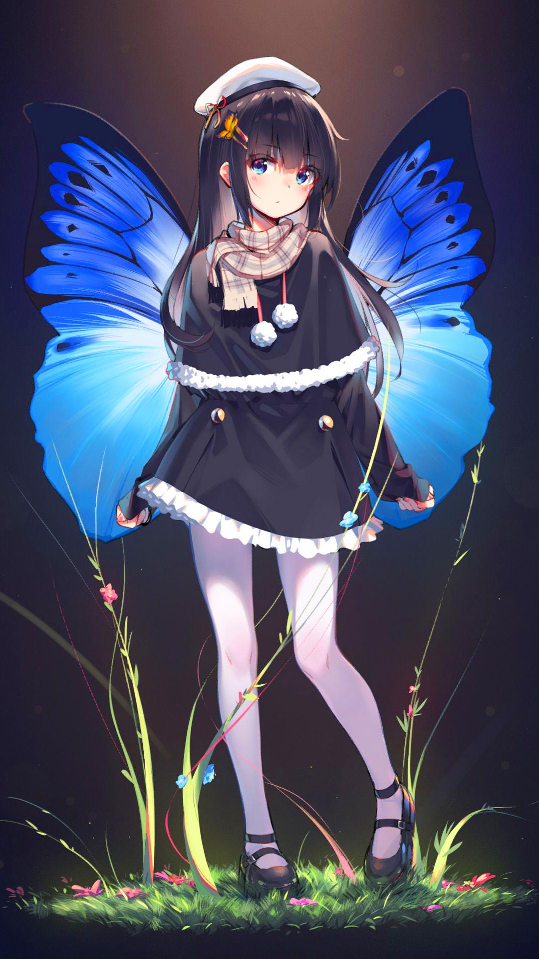 Anime girl butterfly girl wallpaper