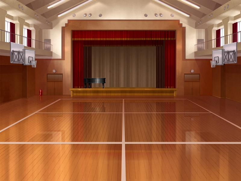 Anime Landscape: Anime School Gymnasium Background