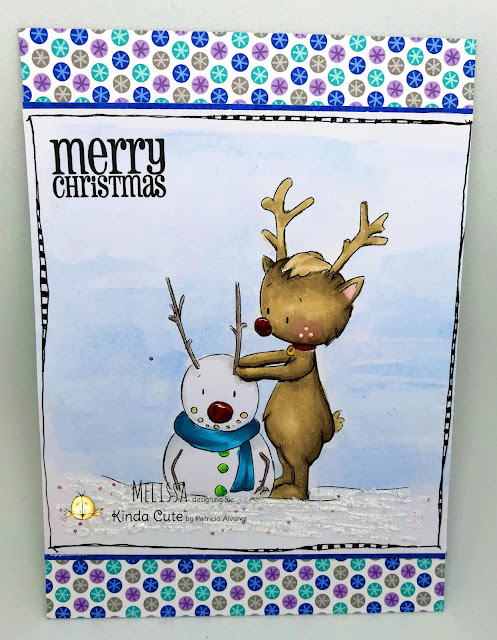 Christmas card using reindeer and snowman digital stamp