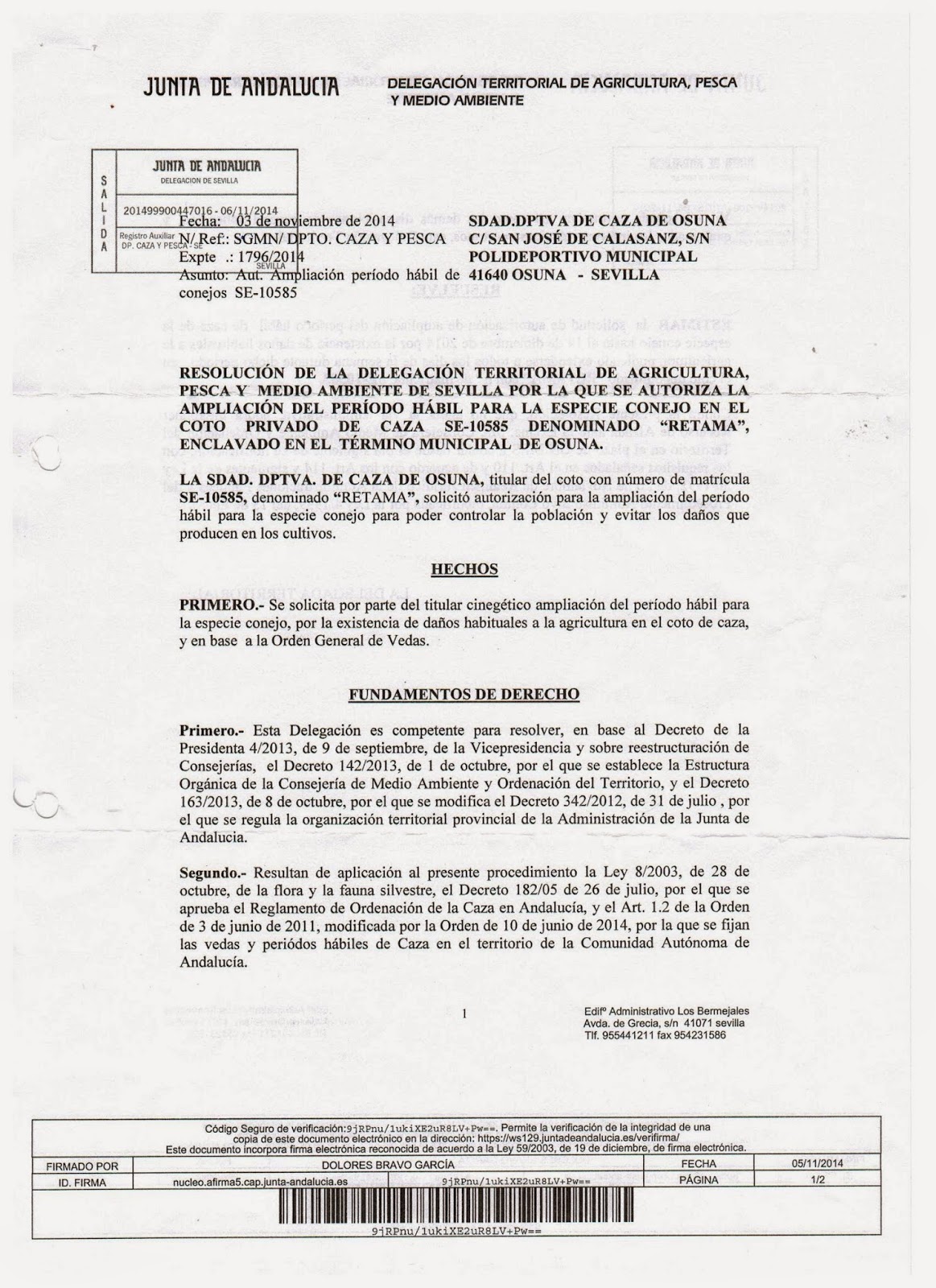 CLUB DEPORTIVO DE CAZA AUTORIZACION DE