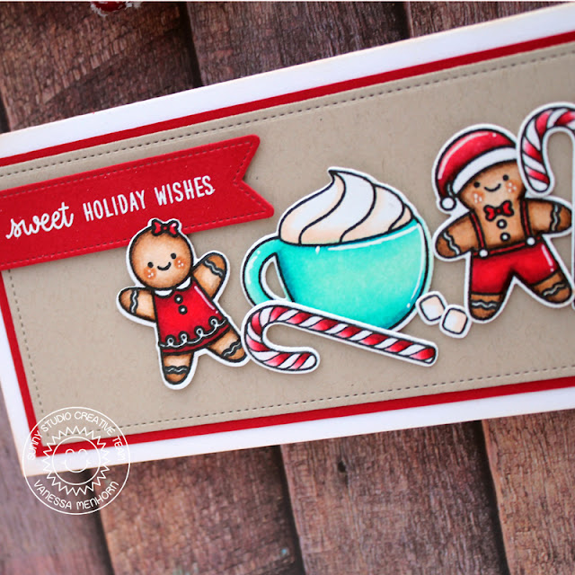 Sunny Studio Stamps: Christmas Cookies Slimline Dies Mug Hugs Christmas Card by Vanessa Menhorn