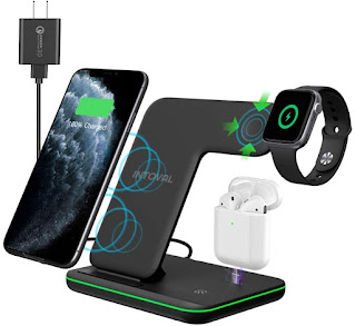 Latest upgrade The Qi-certified wireless charger stand with upgraded design and internal chip ensures safe and fast wireless charging. One charging device for your iPhone, iWatch, and Airpods. Suitable for home and office usage. Universal Compatibility Qi standard, supports Apple iPhone 12/12 Pro/12 Pro Max/12 mini/11/11 Pro/11 Pro Max/XS/XR/XS MAX/X/8/8Plus, iWatch 6/SE/5/4/3/2 (s1 not supported) and AirPods Pro/2/1, and other 100+ popular Qi-Enabled Phones. Fast Charging Support fast wireless charging(7.5W: iPhone 12/12 Pro/12 mini/11/11 Pro/11Pro Max/XS Max, 10W: Samsung Galaxy S20/S10/Note 20/Note 10, etc.) Intelligent charging current control protects your device battery under fast charging. Ultra Safe Qi-certified, exclusive multifunctional intelligent protect technology provides temperature control, surge protection, short-circuit prevention, and more. Please use the included adapter and avoid a thick protecting case for a better experience. Buy with Confidence Package includes 1 x charger, 1 x 18W adapter, and 1 x cable. All Intoval Products are covered by a 360-day hassle-free replacement or refund policy. Our support team is standing by with 12 hours fast reply.