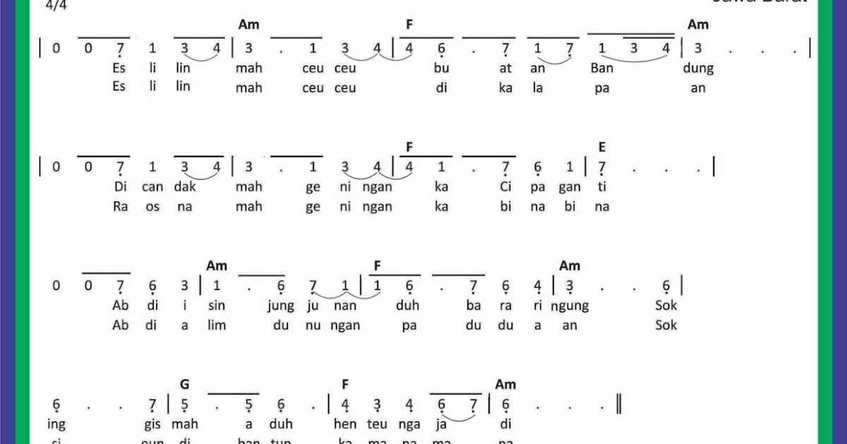Not Angka Lagu Es Lilin Sekitar Musik