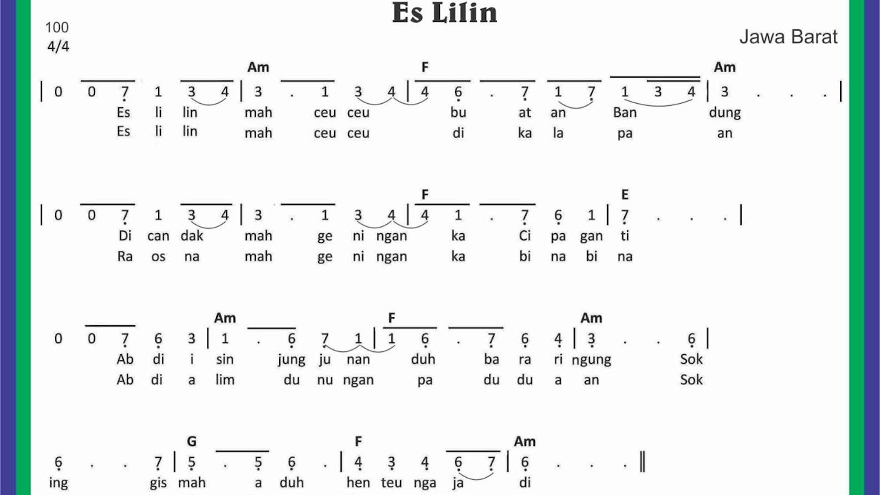 Not Angka Lagu Es Lilin Sekitar Musik