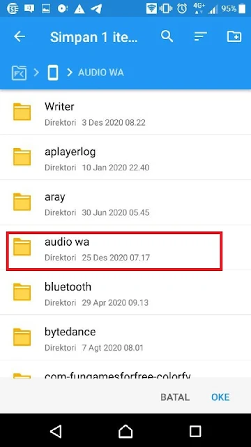 pilih folder audio Wa