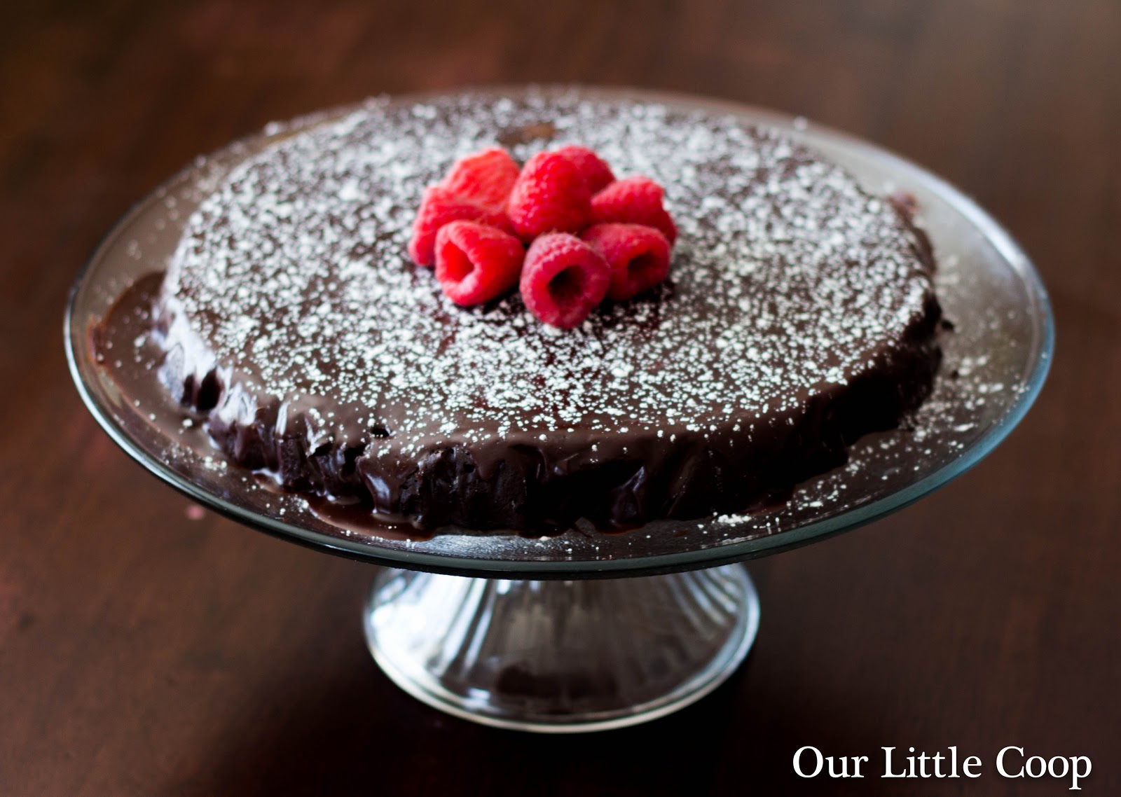 Our Little Coop Flourless Chocolate Cake With Chambord Glaze