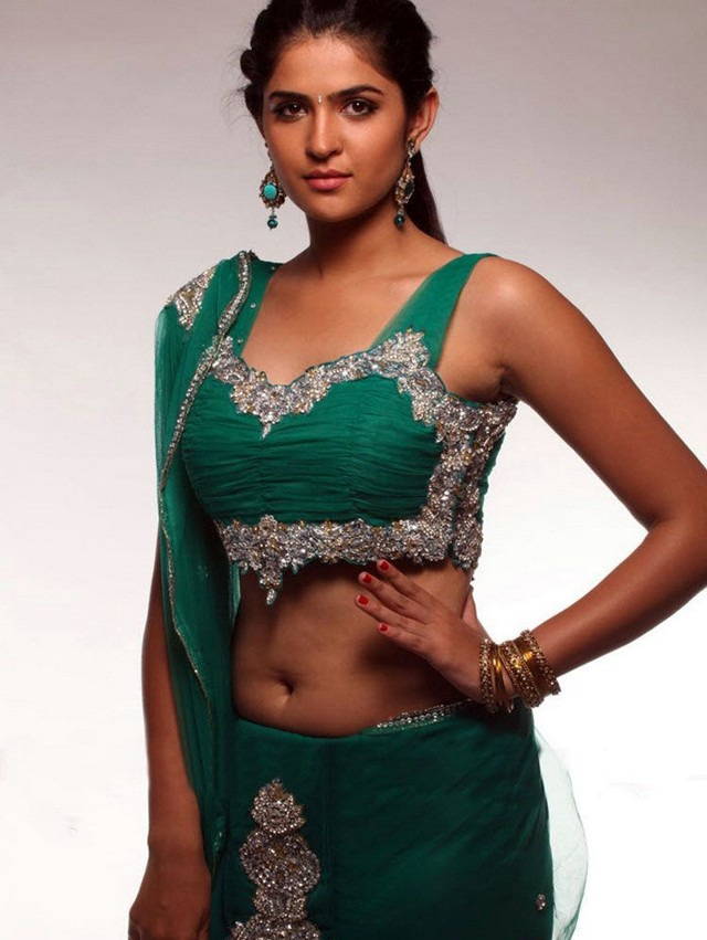 Unseen Tamil Actress Images Pics Hot Deeksha Seth Green Dress Navel Boobs Hot