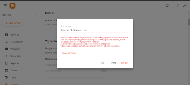 Blogger DNS Bilgileri