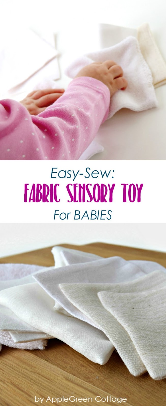 DIY Fabric Sensory Toy For Babies Fabric Squares AppleGreen Cottage