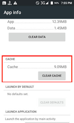 Clear Cache Option Android