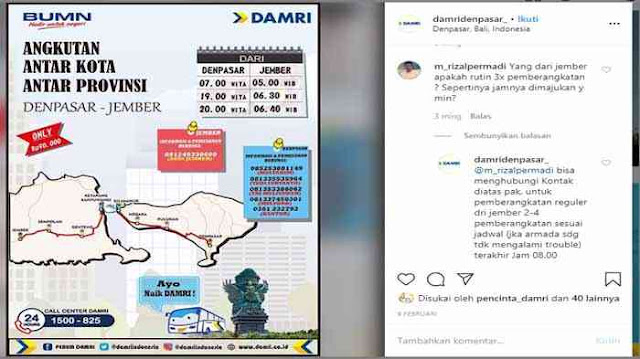 Jadwal Bus Damri Denpasar Jember 2020 - 2021
