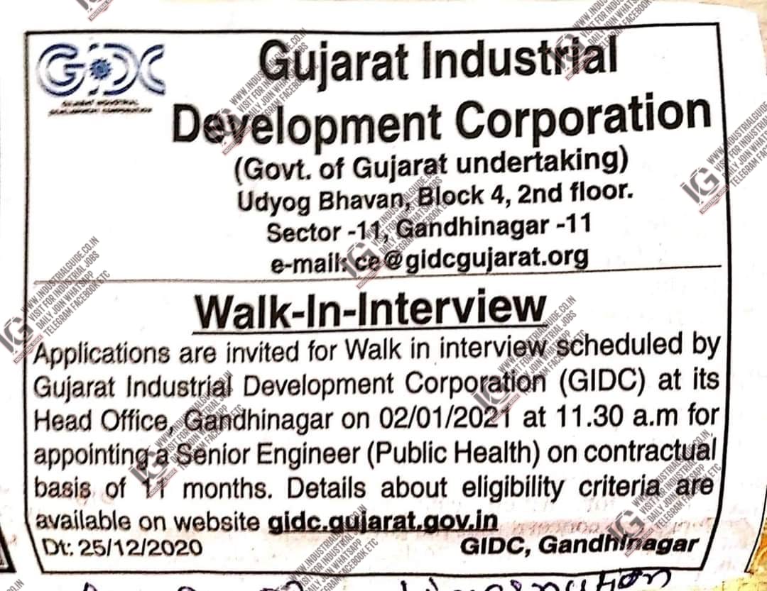 Gujarat Industrial Development Corporation jobs for Senior Engineer ...