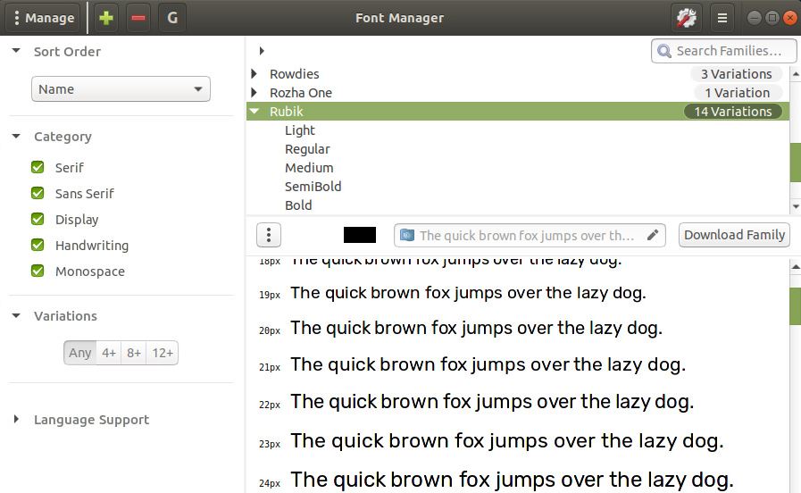 Font Manager 0.8 dirilis dengan integrasi Font Google