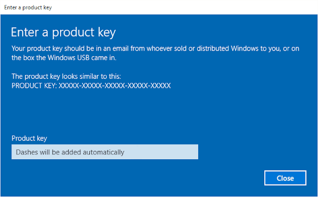 Product key Windows 10
