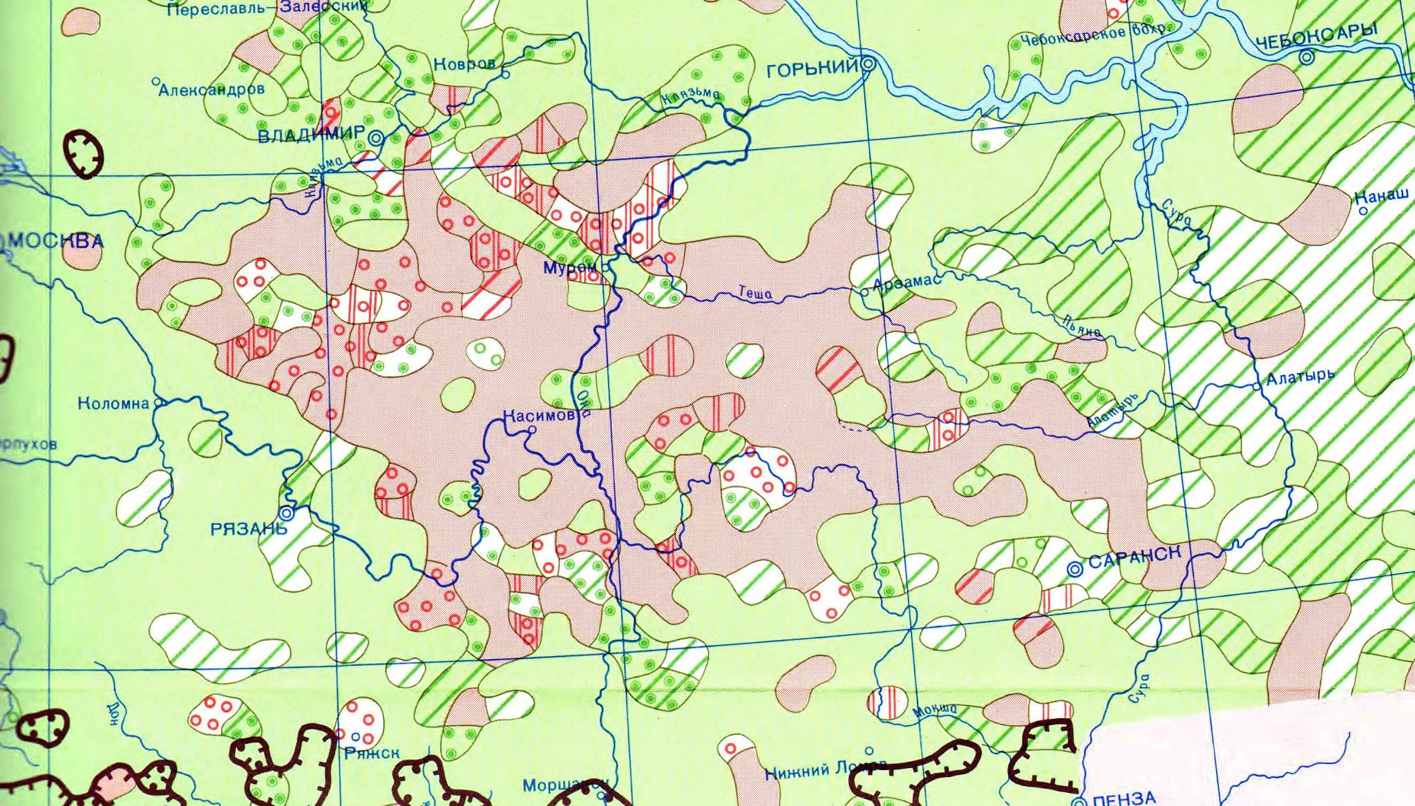 Мещерская низменность карта