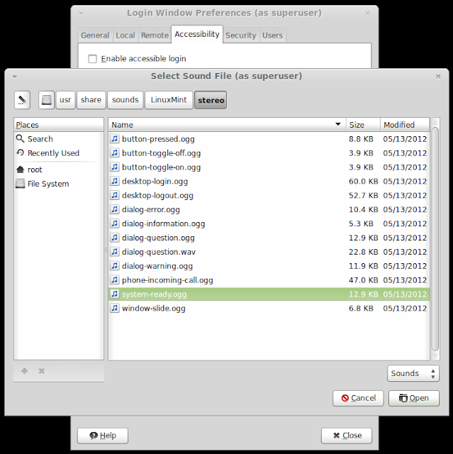  change login sound in Linux Mint 13