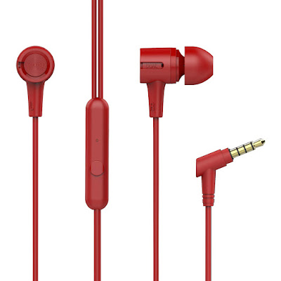 boAt BassHeads 102 Wired Earphones with Immersive Audio, Multi-Function Button, in-line Microphone & Perfect Length Tangle Free Cable (Fiery Red)