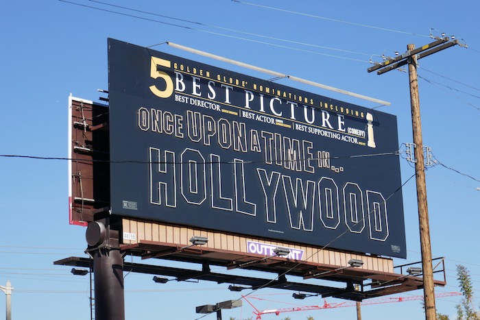 Once Upon a Time in Hollywood Golden Globe nominee neon sign billboard Highland Avenue Once Upon Time Hollywood Golden Globe neon billboard