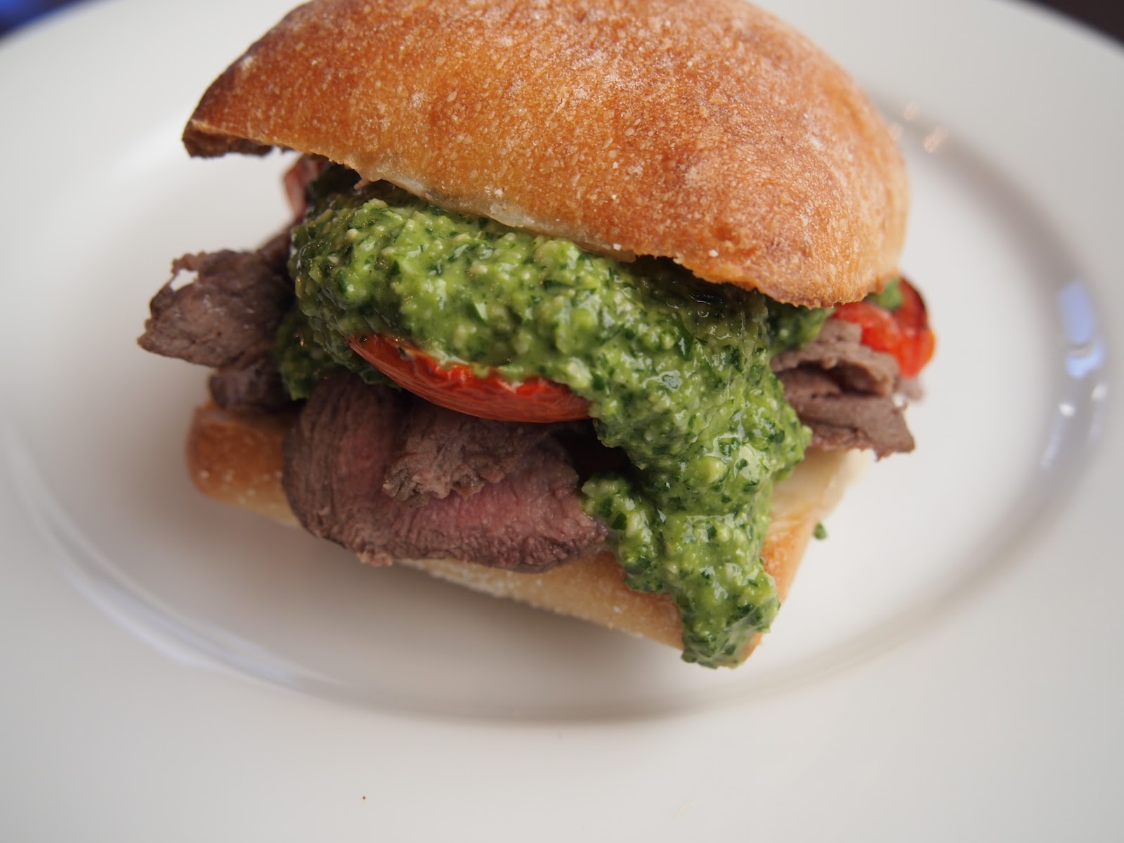 Cracked Up Kitchen Steak Sandwich with Jalapeno Pesto