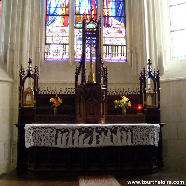 Altar in the church at Sainte Catherine de Fierbois, Indre et Loire, France. Photo by Loire Valley Time Travel.