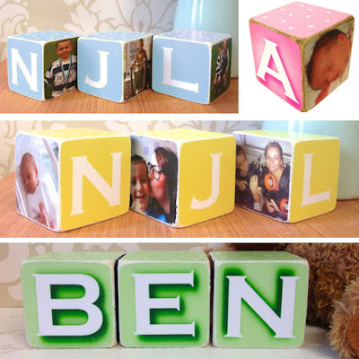 Personalised Wooden Photo Cubes - range of colours available