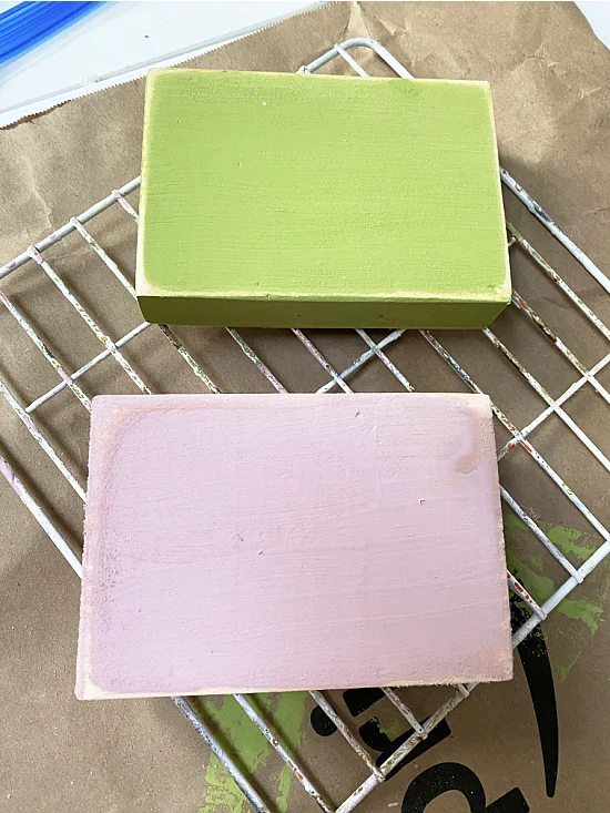 distressed pink and green blocks