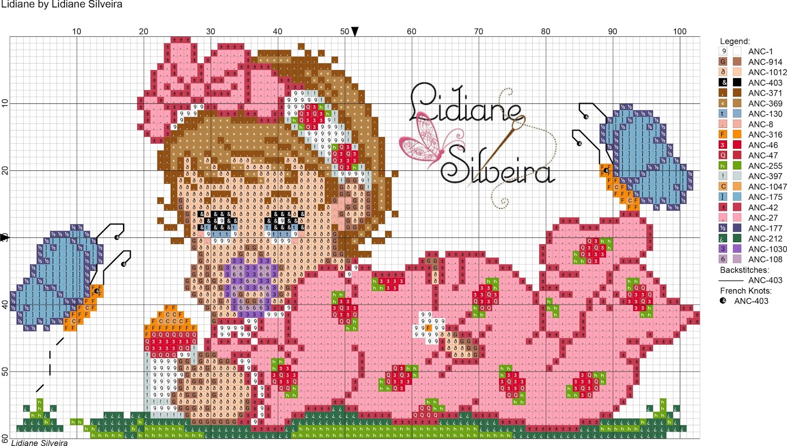Grafico Ponto Cruz Bebe Feminino Lidiane Silveira: Baby Ponto cruz