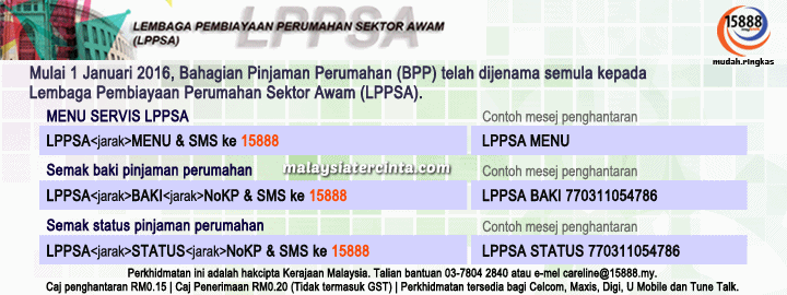 Semakan Baki Pinjaman Perumahan Kerajaan LPPSA