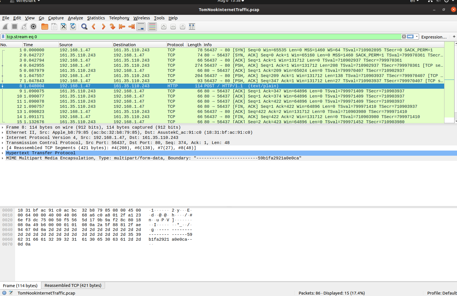 How to use wireshark to get ip from ts rclito