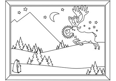 Page 1 - Rudolph winter scene - for Christmas Activity Coloring Book by Robert Aaron Wiley for Microsoft