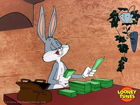  Bugs Bunny con mucho dinero, gif