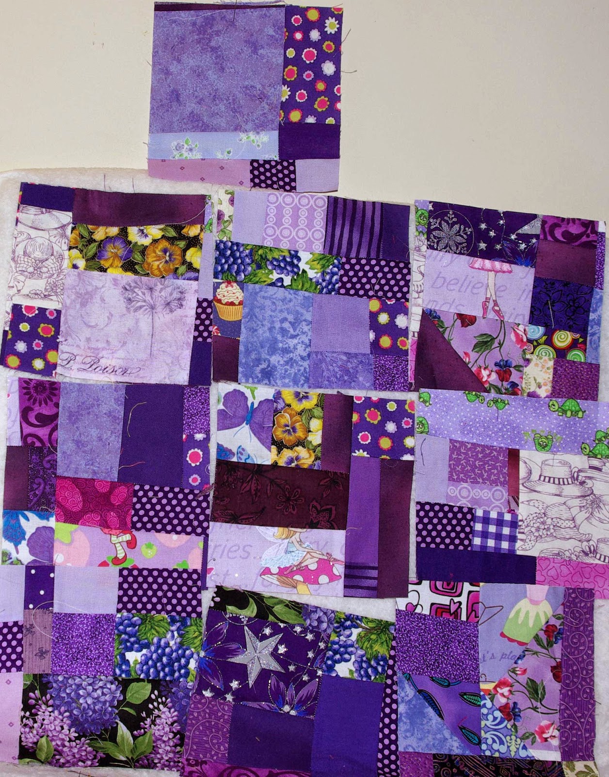 Sane, Crazy, Crumby Quilting Purple Scraps (String and Crumb Edition)