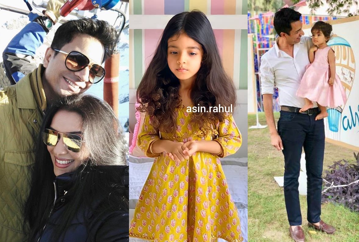 Actress Asin with her family photos.... with her daughter and husband