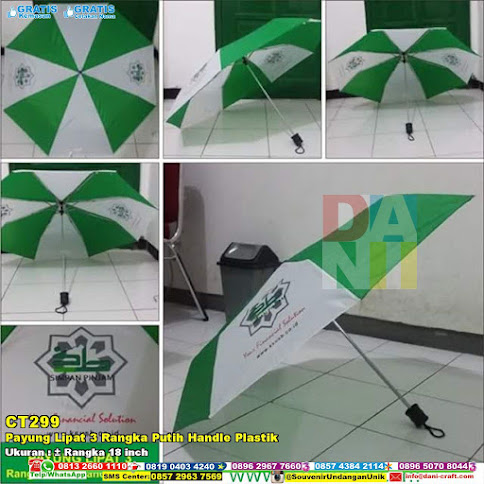Payung Lipat 3 Rangka Putih Handle Plastik