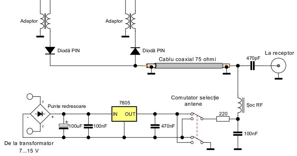 Passive Postman Moronic Comutator electronic de antenă cu diode PIN · One Transistor [RO]