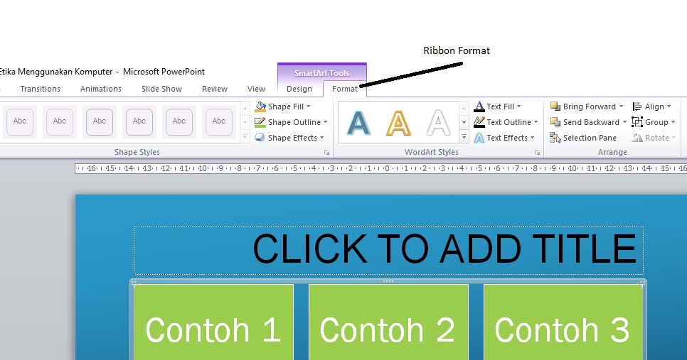 Mengenal menu pada Ribbon Format untuk mengedit SmartArt pada