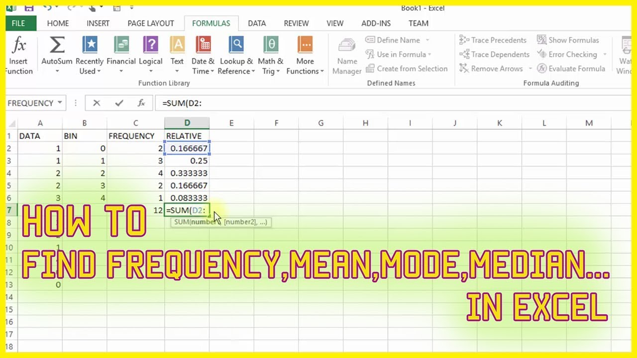 How To Find FREQUENCY,MEAN,MODE,MEDIAN...in EXCEL