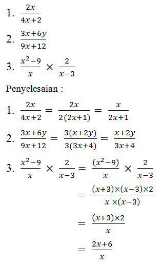 Contoh Soal Operasi Hitung Pecahan