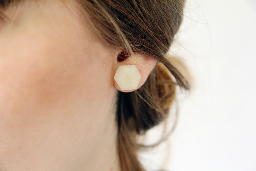 diy: cold porcelain gemstone earring