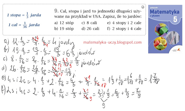 Zad. 8 i 9 str. 90 "Matematyka z plusem 5" Mnożenie ułamków przez liczby naturalne