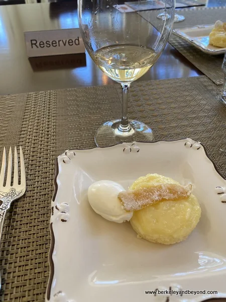 course 3-lemon pudding cake--at Chateau St. Jean Vineyards and Winery in Kenwood, California