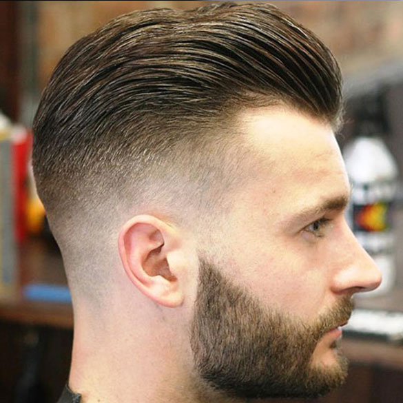 Thick Brushed Back Hair with High Fade and Beard | 30 Different Types of High-Fade Haircuts | NeoStopZone