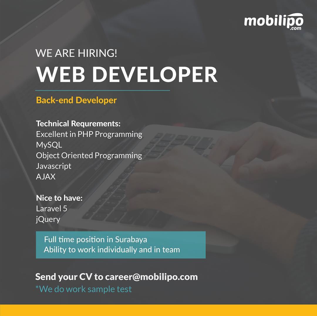 Lowongan Kerja Web Developer di mobilipo.com - Surabaya | Lowongan